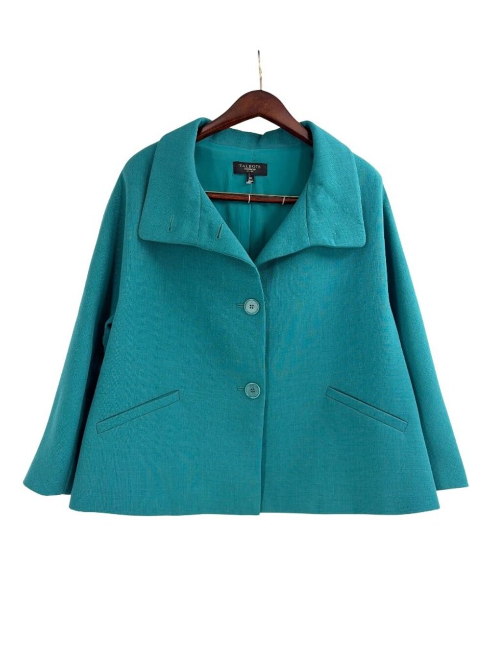 Talbots Teal Wool-Blend Swing Jacket